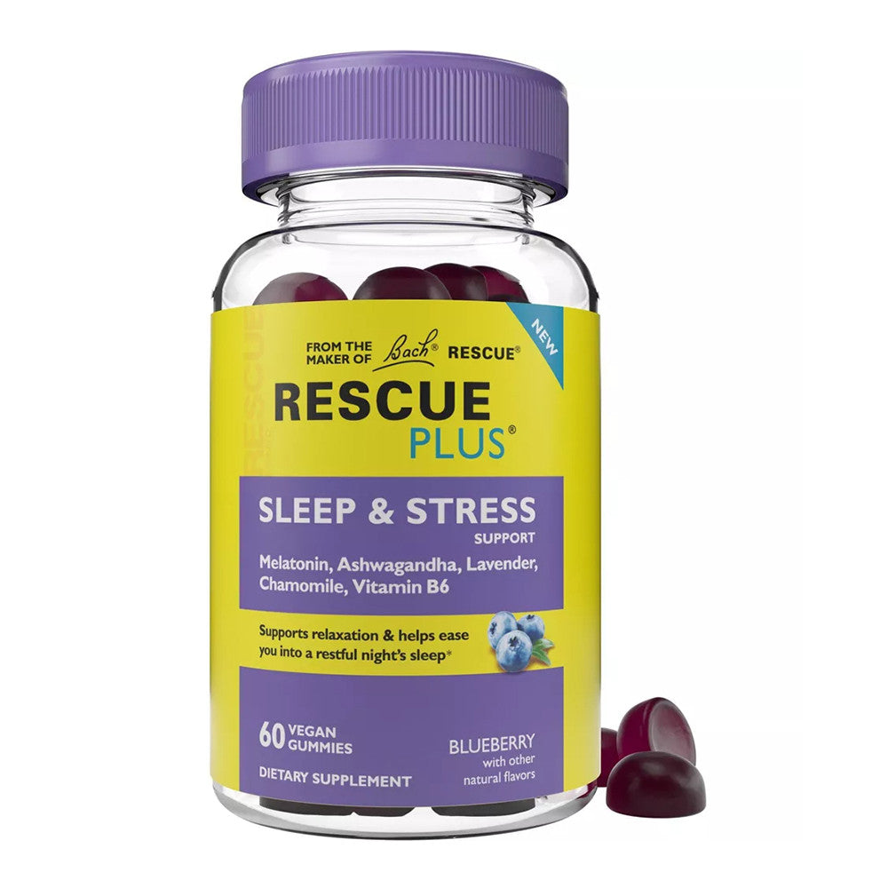 Bach Rescue Plus Mood And Stress Support Blueberry Gummies Dietary Supplement, 60 Ea
